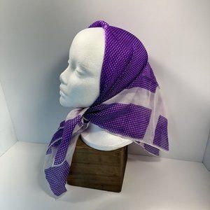 Vintage Womens Purple Polkadot Square Scarf Polyester Head Neck